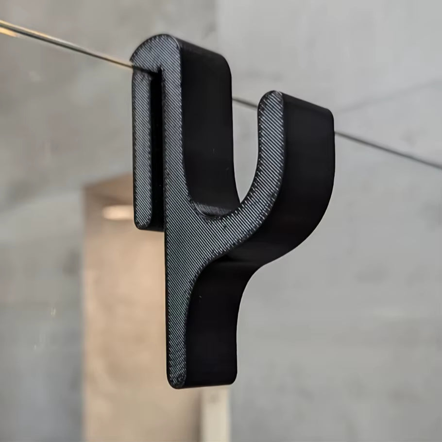 New Hit Black Plastic Modern and Simple Shower Hook for 8Mm Glass Door Bathroom Accessories Towel Hanger
