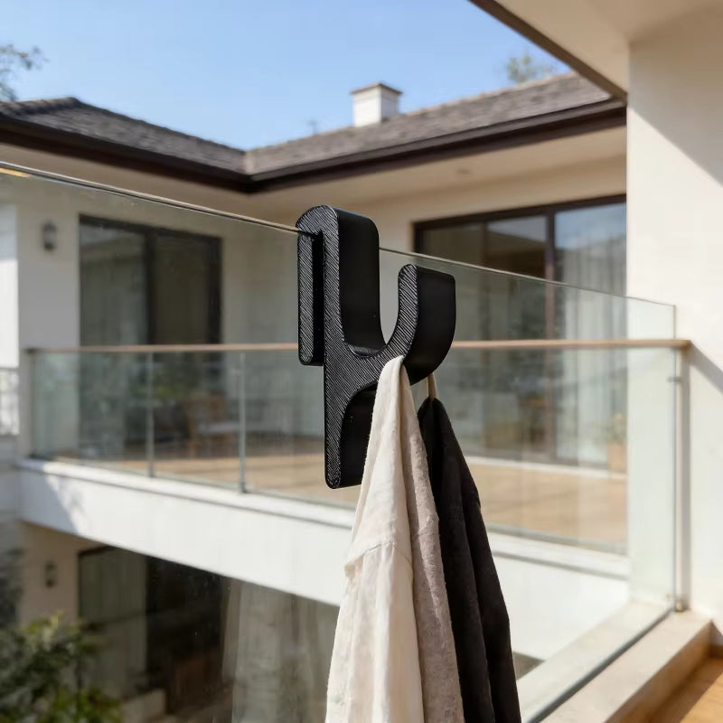 New Hit Black Plastic Modern and Simple Shower Hook for 8Mm Glass Door Bathroom Accessories Towel Hanger