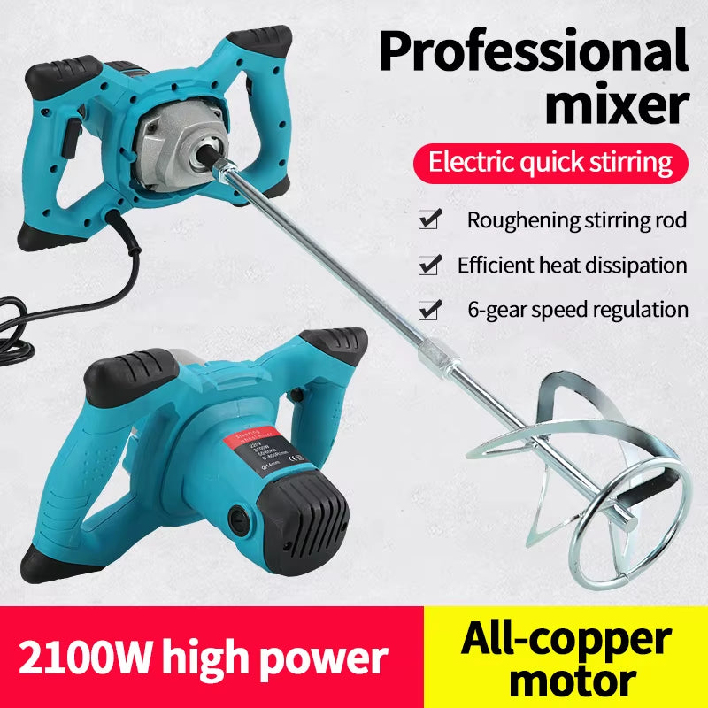1800W Handheld Electric Mixer Steering Wheel Mixer Power Tools Electric Paddle Mixer